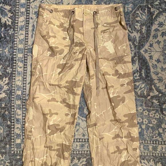 London Jean Y2K Vintage 90s Cream Camouflage Cargo Pants Bella Slouchy Grunge 8 - Picture 1 of 4